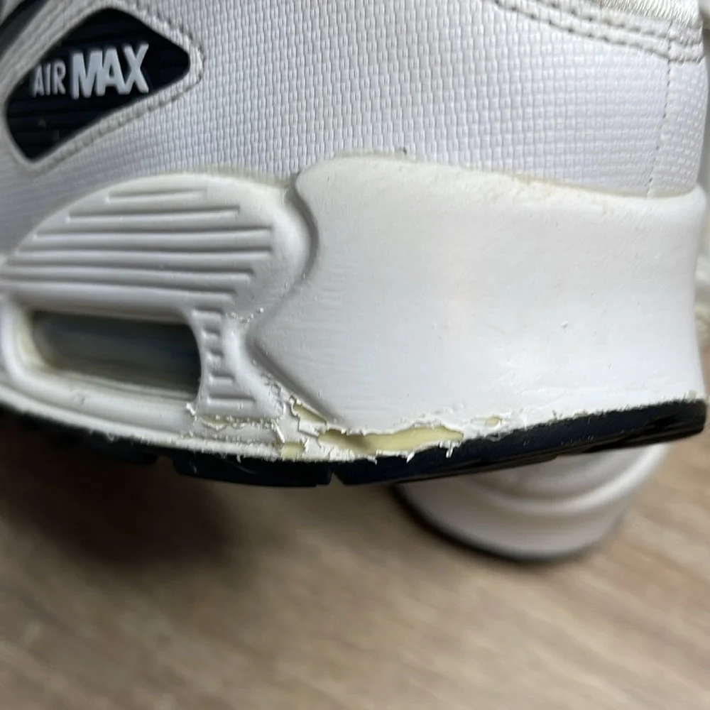 NIKE Air Max 90 Shoes Sneakers White Black Leather Textile Size 8 - Picture 10 of 11